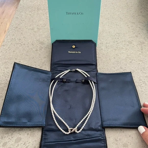 Tiffany & Co. Pearl Double Strand Infinity Necklace Sterling (discontinued) - Picture 2 of 5